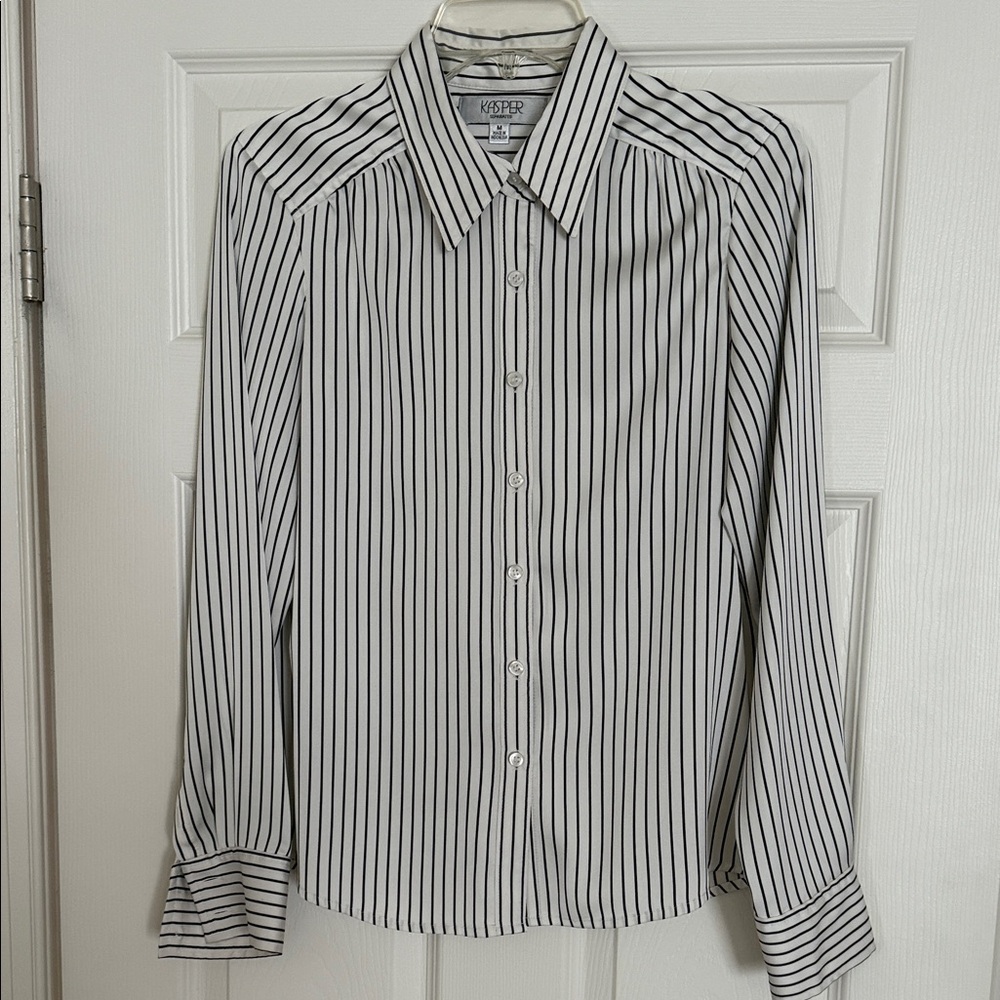 Kasper Women's Blouse with Black Stripes